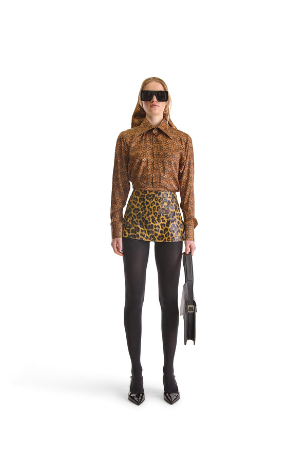 Tailored Leather Short Skirt