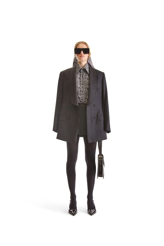 Shawl Lapel Double Breasted Wool Blazer