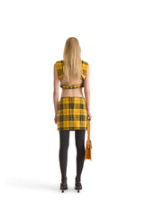 Tailored Wool Plaid Cropped Shirt