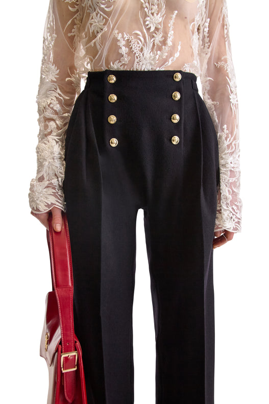 Tailored Wool Button Trouser