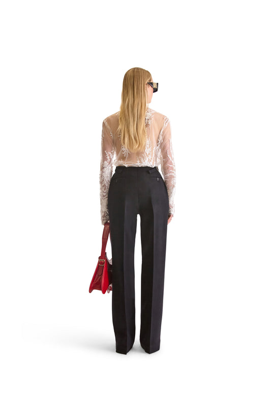 Tailored Wool Button Trouser