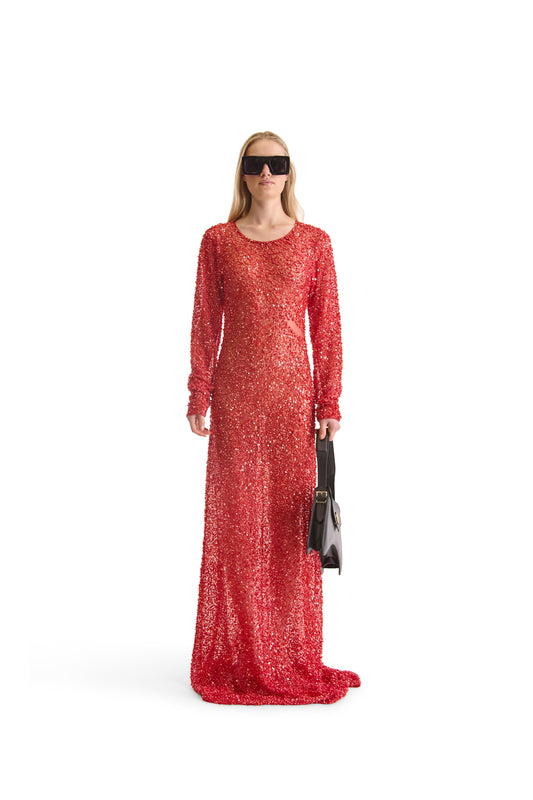 Hand Embroidered Beaded Evening Dress
