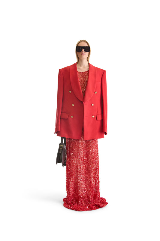 Shawl Lapel Double Breasted Wool Blazer