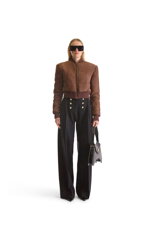 Suede Short Bomber Jacket