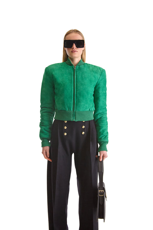 Suede Short Bomber Jacket