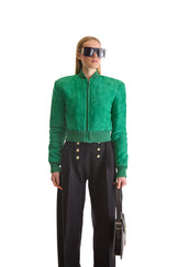 Suede Short Bomber Jacket