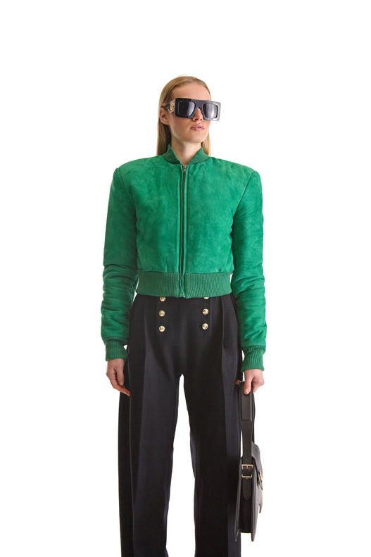 Suede Short Bomber Jacket