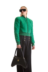 Suede Short Bomber Jacket