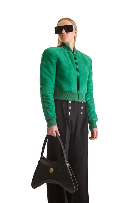 Suede Short Bomber Jacket