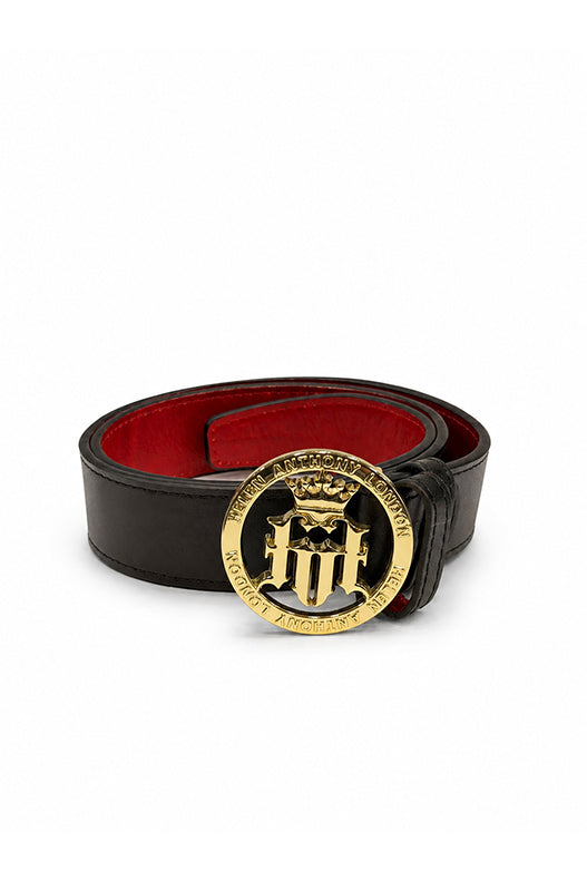 Helen Anthony Monogram Buckle Leather Belt