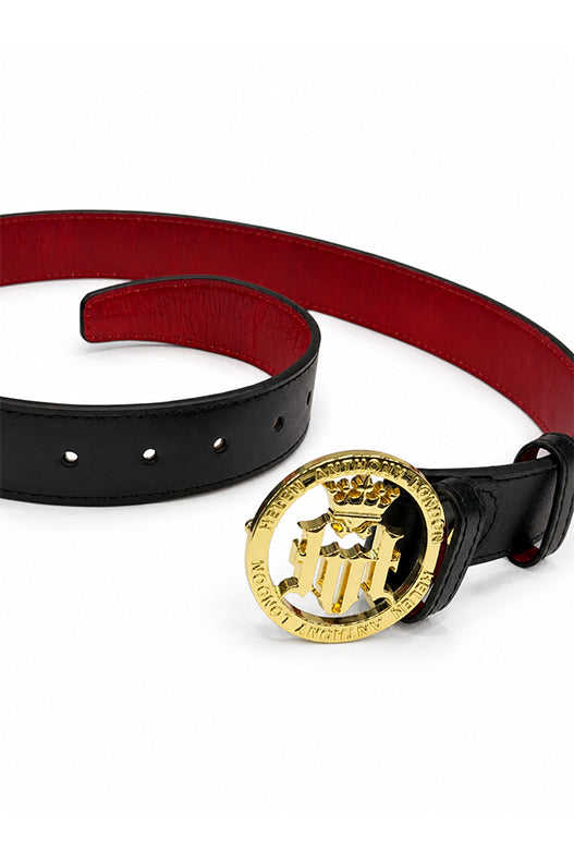 Helen Anthony Monogram Buckle Leather Belt