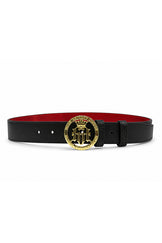 Helen Anthony Monogram Buckle Thin Leather Belt