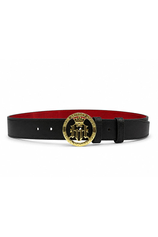 Helen Anthony Monogram Buckle Thin Leather Belt