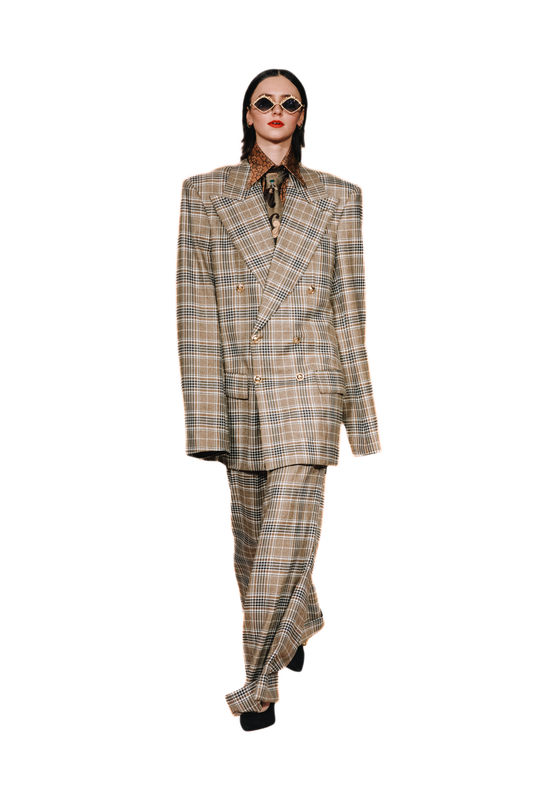 Tailored Wool Double Breasted Check Suit