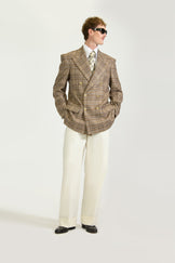 Tailored Double Breasted Wool Check Suit
