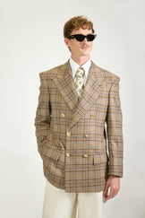 Tailored Double Breasted Wool Check Suit