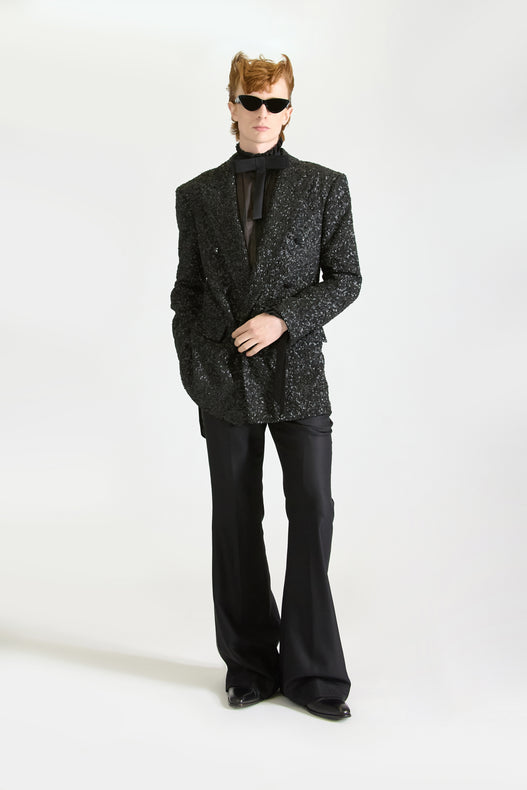 Hand-Embroidered Wool Blazer & Trousers