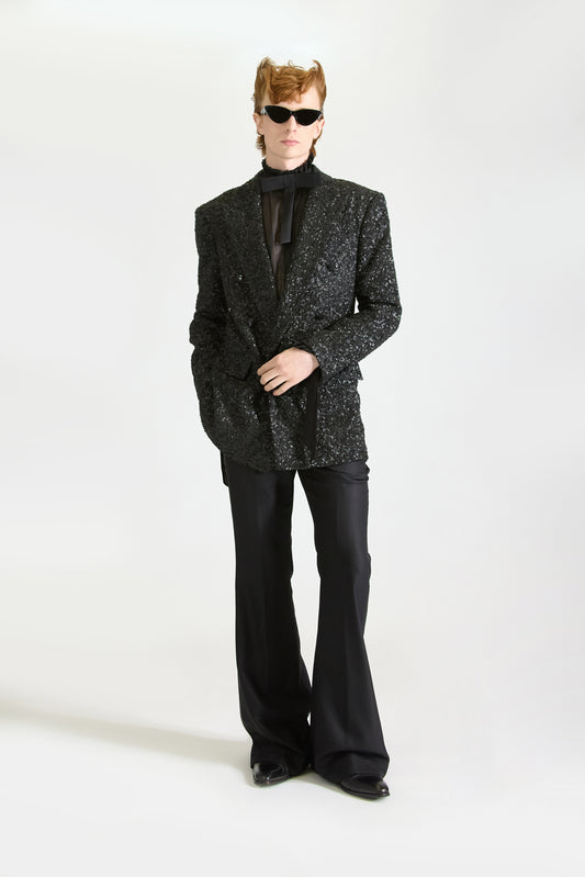 Hand-Embroidered Wool Blazer & Trousers