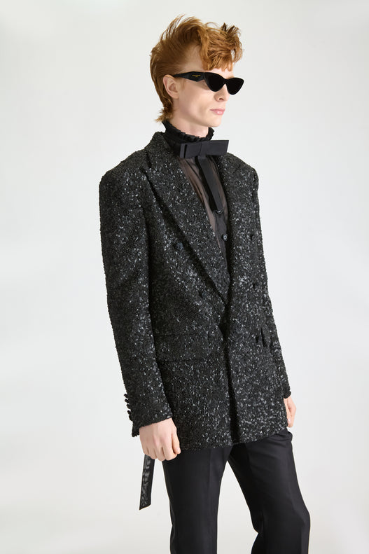 Hand-Embroidered Wool Blazer & Trousers