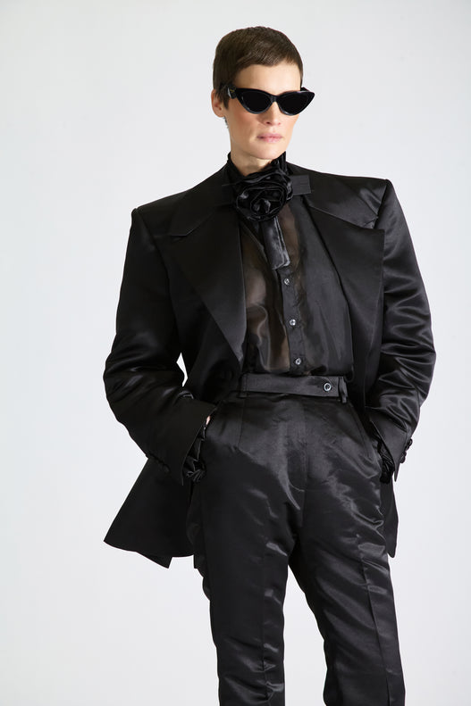 Tailored Single Breasted Satin Suit