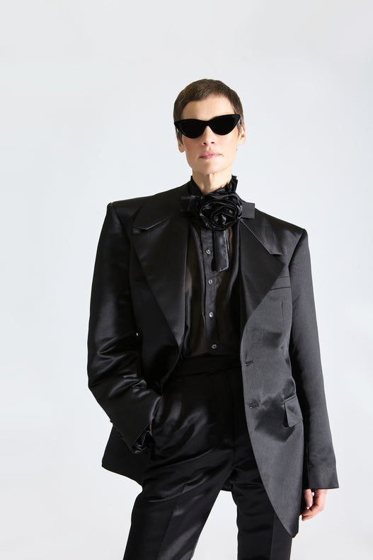 Tailored Single Breasted Satin Suit