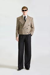 Tailored Double Breasted Check Wool Jacket & Suit Trousers