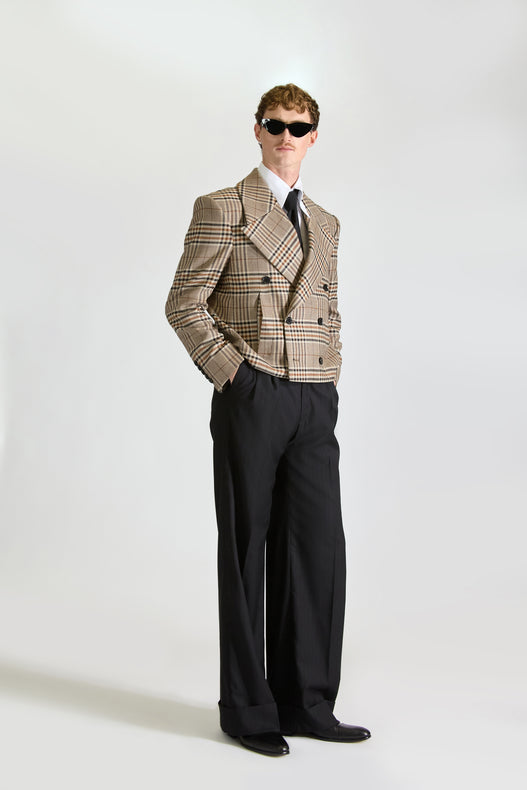Tailored Double Breasted Check Wool Jacket & Suit Trousers