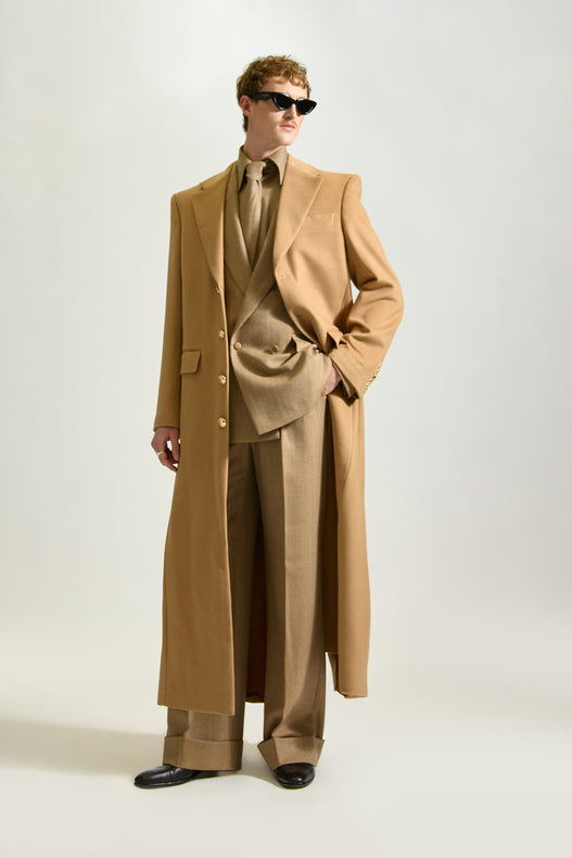 Tailored Single Breasted Wool & Cashmere Overcoat