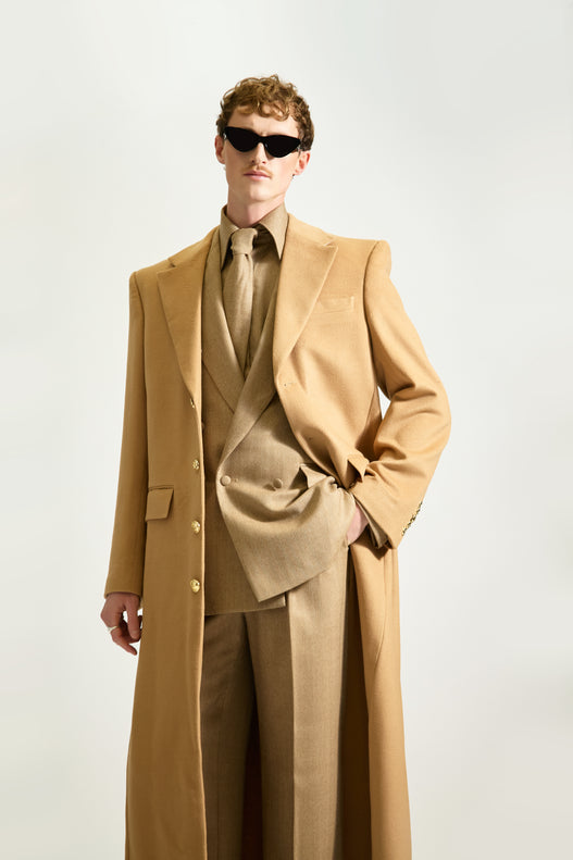 Tailored Single Breasted Wool & Cashmere Overcoat