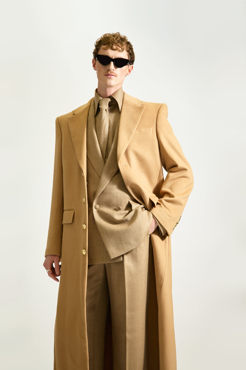 Tailored Single Breasted Wool & Cashmere Overcoat