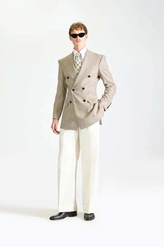 Double Breasted Wool & Cashmere Check Suit