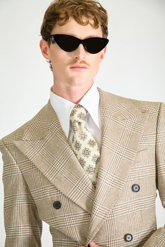 Double Breasted Wool & Cashmere Check Suit