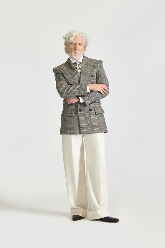 Double Breasted Wool & Cashmere Check Suit