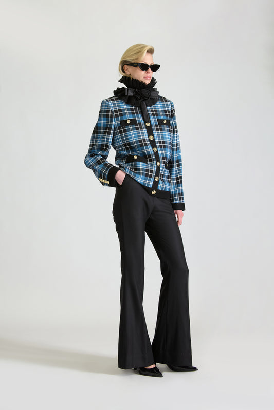 Tailored Single Breasted Check Wool Jacket & Trouser