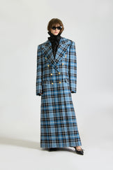 Tailored Double Breasted Wool Check Overcoat