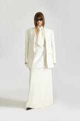 Tailored Fur Backless Wool Dress