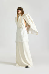 Tailored Fur Backless Wool Dress