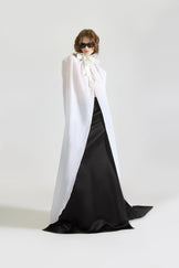 Tailored Satin Tail Skirt & Cape Set