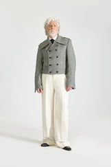 Shirt Collar Double Breasted Wool Jacket & Trouser