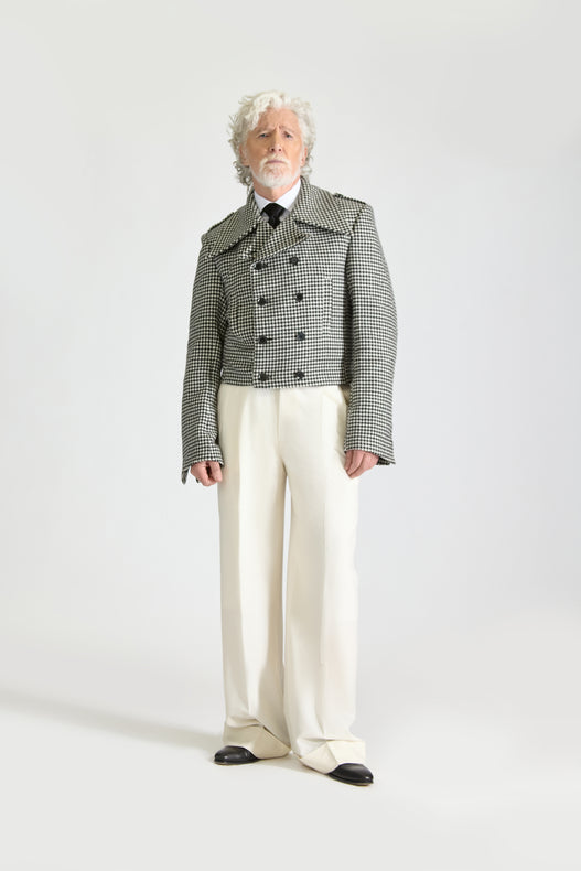 Shirt Collar Double Breasted Wool Jacket & Trouser