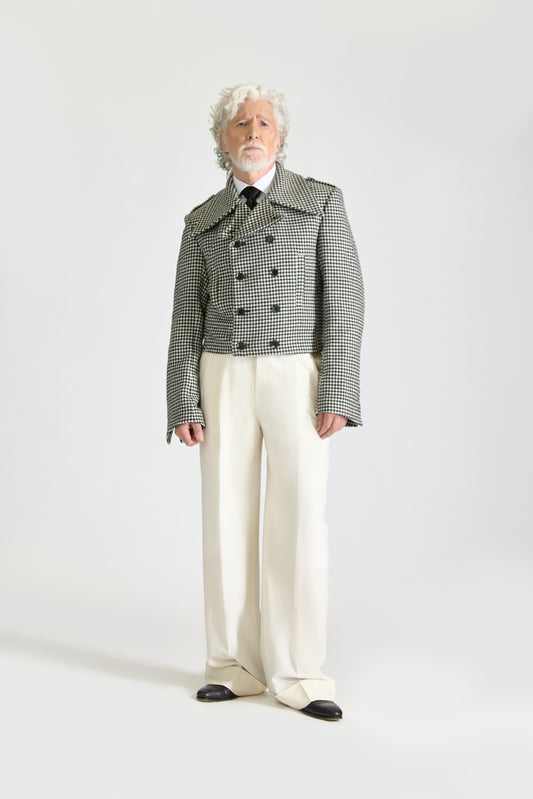Shirt Collar Double Breasted Wool Jacket & Trouser