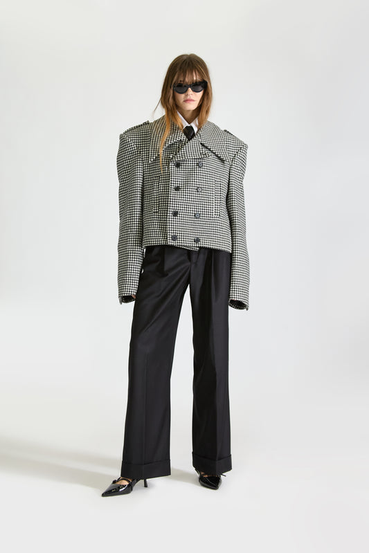 Shirt Collar Double Breasted Wool Jacket & Trouser