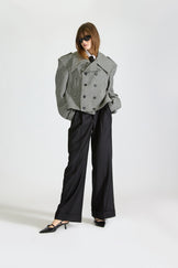 Shirt Collar Double Breasted Wool Jacket & Trouser