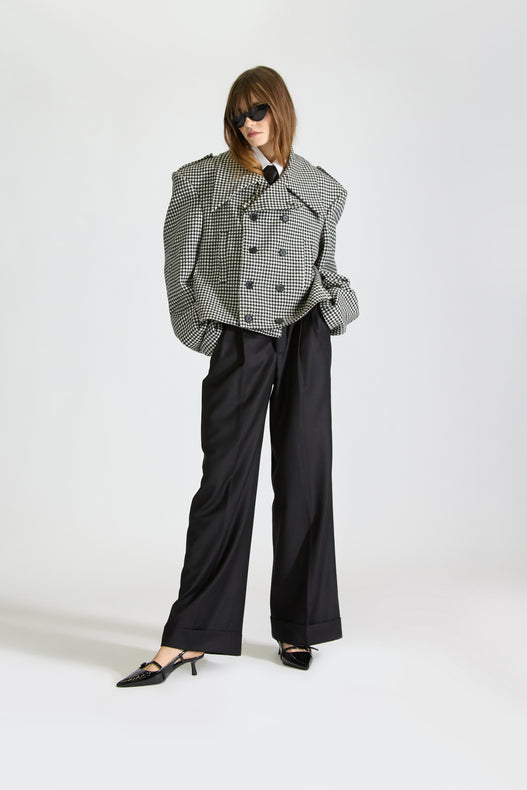 Shirt Collar Double Breasted Wool Jacket & Trouser