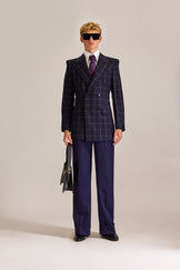 Tailored Doubled Breasted plaid Wool Suit