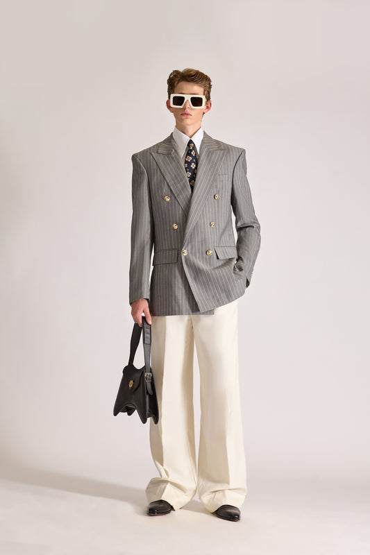 Tailored Doubled Breasted pinstripe Wool Suit