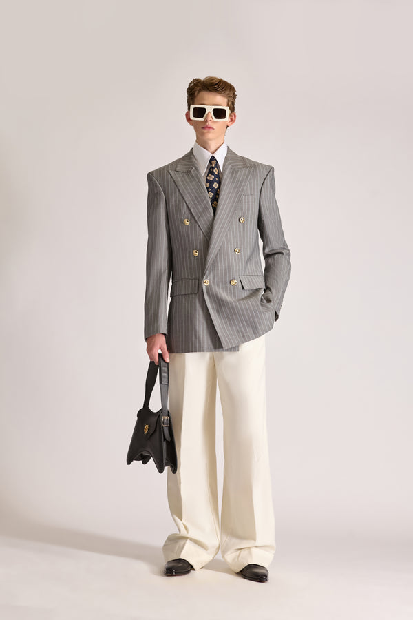 Tailored Doubled Breasted pinstripe Wool Suit