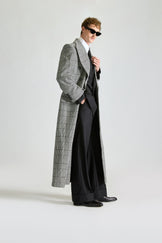 Tailored Double Breasted Cashmere & Wool Check Overcoat