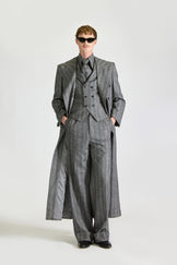 Tailored Self Stripe Wool Suit & Overcoat