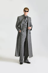 Tailored Self Stripe Wool Suit & Overcoat